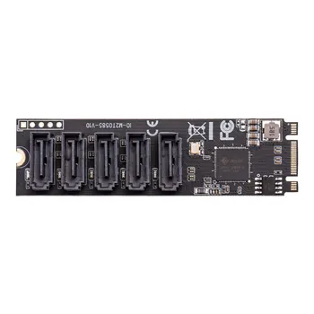 M.2 (PCIe 3.0) до 5 Портов SSD-адаптера SATA III 6G с кабелем SATAIII с поддержкой UEFI PCIe Gen3x2 Без RAID микросхемы Jmb 585