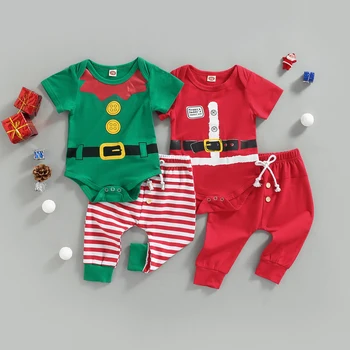 Ma & Baby 0-18 м Рождественский комплект одежды для новорожденных мальчиков, комбинезон Санта Клауса, Штаны в полоску, Рождественские наряды D01