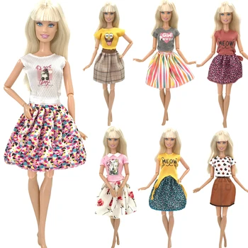 NK 1x Новое платье для куклы Барби, модная одежда для кукол в смешанном стиле, повседневное платье, одежда ручной работы, детские игрушки JJ 10