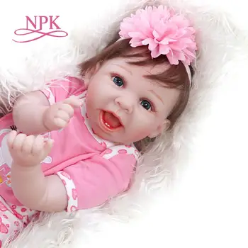 NPK 55 СМ кукла bebe reborn baby реалистичное настоящее прикосновение мягкое тело новорожденного ребенка улыбающееся лицо счастливая кукла Рождественский Подарок
