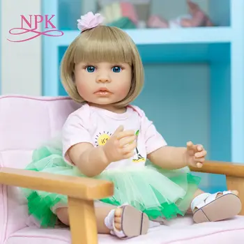 NPK 55 см светлые волосы оригинальная силиконовая кукла bebe во все тело мягкая возрожденная девочка-принцесса кукла-младенец водонепроницаемая игрушка для ванны
