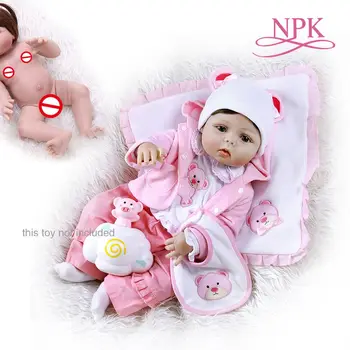 NPK 56 СМ возрожденная кукла для маленьких девочек, полное тело, мягкий силикон 0-3 м, настоящий размер ребенка, кукла bebe, возрожденная игрушка для ванны, Анатомически Правильная