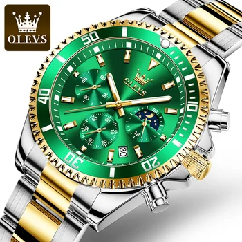 OLEVS 2870, водонепроницаемые кварцевые часы для мужчин, ремешок из нержавеющей стали, модные многофункциональные Изысканные Мужские наручные часы, светящиеся