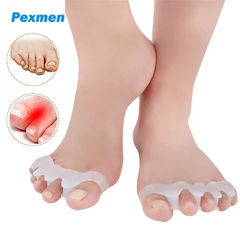 Pexmen 2шт Гелевый Разделитель для пальцев ног Spacer Toe Protector для коррекции косточек на ногах и восстановления их Первоначальной формы для женщин и Мужчин