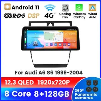 QLED Экран Android 11 Автомобильный Радио Мультимедийный Плеер Для Audi A6 S6 RS6 1997-2004 4G LTE WIFI Беспроводной Carplay Auto DSP Головное Устройство