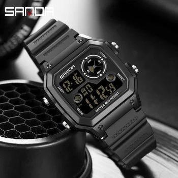 SANDA Мужские спортивные часы 50 м Водонепроницаемые военные уличные часы с двойным дисплеем Мужские часы Цифровые Reloj Hombre Роскошная мода