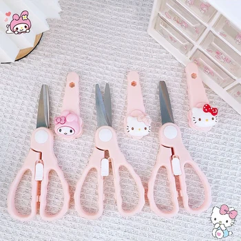 Sanrio Kawaii Ножницы Hello Kitty Cinnamoroll Kuromi Мультяшные Милые Ножницы ручной работы Креативные кухонные ножницы из нержавеющей стали