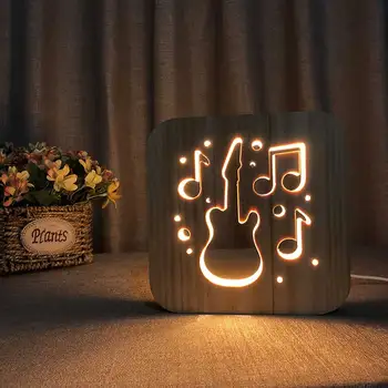 SOLOLANDOR 3D Креативный деревянный музыкальный инструмент Ночник Детская комната USB ночник Детские настольные лампы Украшение дома Освещение