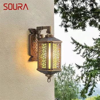 SOURA Outdoor Bronze Light Светодиодные настенные светильники, бра, классические водонепроницаемые ретро-светильники для украшения домашнего балкона