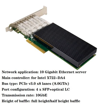 ST7329 X722-DA4 Pcie X8 10GbE Четырехпортовая Серверная Оптическая Сетевая Карта 10G SFP + Серверная Оптоволоконная Сетевая карта IWARP RDMA