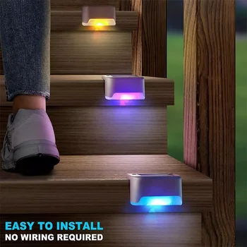 Suidhome Solar Deck Lights Outdoor 4 pack для Патио Коричневая Ступенька LED Водонепроницаемое Освещение для Лестницы Патио Двор RGB /Теплый Белый цвет