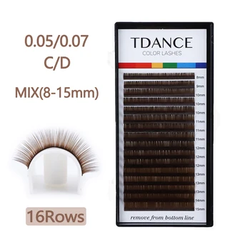 TDANCE Brown Eyelashes Индивидуальный макияж ресниц 16 линий коричневого цвета из высококачественной сверхмягкой натуральной синтетической норки.