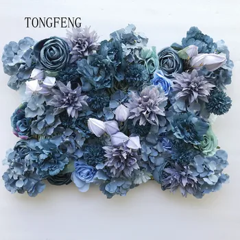 TONGFENG Blue Fleurs Artificielles Шелковые Розы и Пионы 5D Цветочные Настенные Панели Оформление Свадебной вечеринки Hogar
