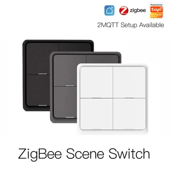 Tuya ZigBee Wireless 4 Gang 12 Scenario Smart Switch Кнопочный контроллер Автоматизация Управления приложением Клавиатура Панель наклеек сцены