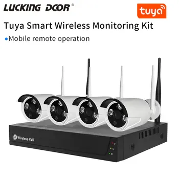 Tuya Умный Дом 2.4 G Wifi 1080P HD Беспроводная Камера Безопасности Системный Комплект 8-Канальный NVR POE Камера Наружного Ночного Видеонаблюдения Наборы