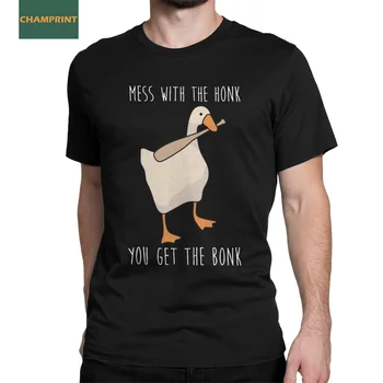 Untitled Goose Game Mess With The Honk You Get The Bonk Мужская футболка Потрясающая Футболка С коротким рукавом, Хлопковые Уникальные топы