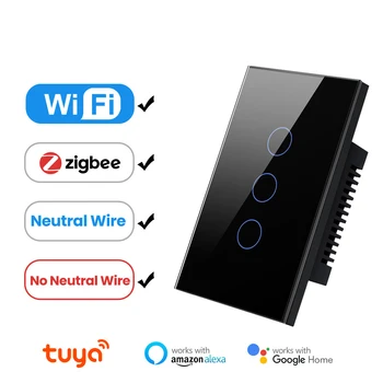 US WiFi Smart light Switch Сенсорный Выключатель RF433 Smart Home life Управление приложением Tuya Поддерживает Голосовое аудио Alexa GoogleHomepage