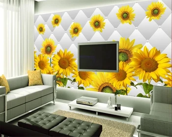 wellyu Papel de parede 3d Индивидуальные большие фрески модное украшение дома солнечный цветок 3D мягкая сумка настенные обои