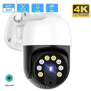 WIFI PTZ-Камера 4K 8MP HD Беспроводная IP-Камера Наружная 5MP 1080P AI Автоматическое Отслеживание Безопасности CCTV Камера H.265 Наблюдения iCSee