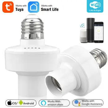 WiFi Smart Adapter Smart Light Bulb Adapter E27 Smart Life Wifi Adapter E27 Адаптер Мини Беспроводного голосового пульта дистанционного управления Tuya App