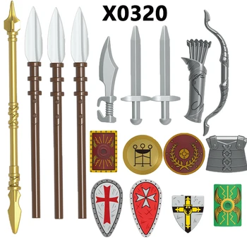X0320 Средневековый Рим, Рыцари-спартанцы, кубики из кинокартин, мини-фигурки, Сборные игрушки, подарки для детей