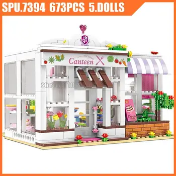 Xb12007 673 шт., столовая для девочек, 5 кукол, строительный блок, игрушечный кирпич.