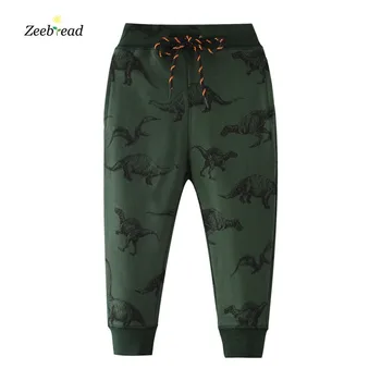 Zeebread/ Новые спортивные штаны с динозаврами, длинные брюки Harm для мальчиков, осенне-весенние детские брюки с завязками, модная спортивная одежда для детей