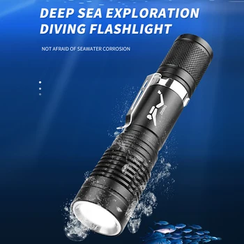ZK30 Светодиодный фонарик для дайвинга, фонарь из алюминиевого сплава, светодиодный Водонепроницаемый подводный фонарик для подводного плавания, фонарь для дайвинга, лампа Diver AAA / 18650