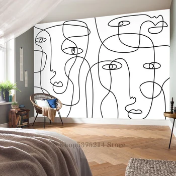 Абстрактные линии, обои с человеческим лицом, Индивидуальный размер, спальня, гостиная, коридор, настенная роспись, Современный простой дизайн, Ремонт, Домашнее искусство