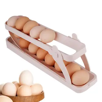 Автоматическая прокручивающаяся подставка для яиц, 2-Уровневый холодильник с автоматической прокруткой, держатель для яиц, Органайзер для хранения яиц в кладовой на столешнице