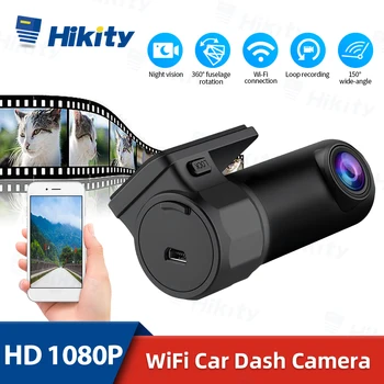 Автомобильный видеорегистратор Hikity, регистратор для автомобиля, видеомагнитофон 1080P, голосовой режим парковки 24 часа, Wi-Fi, управление приложением, ночное видение