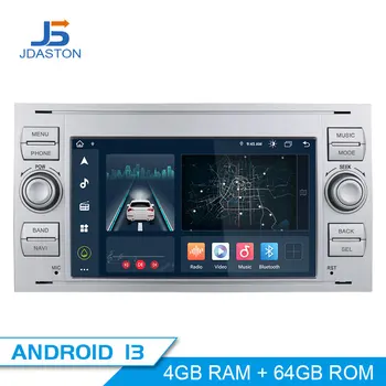 Автомобильный Мультимедийный Плеер Jdaston Android 13 Для Ford Mondeo Focus Transit C-MAX S-MAX Fiesta 2 Din Автомагнитола GPS Навигация Carplay
