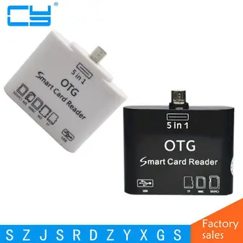 Адаптер для чтения карт флэш-памяти USB OTG TF SD 5 в 1, зарядка через Micro USB