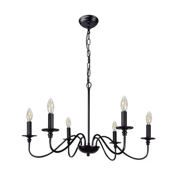 Американская винтажная черная / золотая люстра, освещение для домашнего декора, подвесная лампа для гостиной, столовой, спальни, лофта, Железный подвесной светильник
