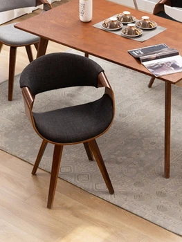 Американские стулья из массива дерева для кухни Деревянный мягкий стул со спинкой Обеденный Кожаный стол для гостиной Мебель для дома