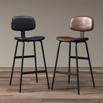 Барный стул Iron Art, Простые современные кухонные табуреты из искусственной кожи, Роскошный высокий табурет, Барные стулья, Промышленная коммерческая мебель