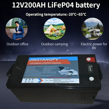 Батарея LiFePO4 12V 100Ah/200Ah 5000 + Циклов Новые Элементы класса A, Встроенные в BMS Для солнечных батарей RV Boat-Гарантия 5 лет