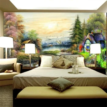 бейбехан Пользовательские обои 3d фотообои гостиная фон стены Китайская живопись маслом пейзаж пейзаж обои