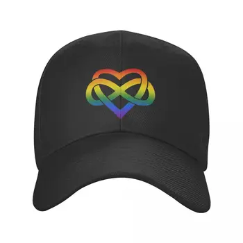 Бейсболка Rainbow Polyamory Inifinity Heart (черная)