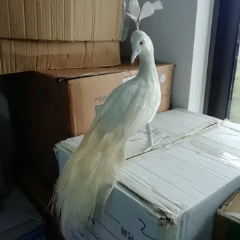 белая модель павлина в реальной жизни, имитирующая пену и перо, красивая птица-павлин, украшение сада, подарок, около 45 см XD0280
