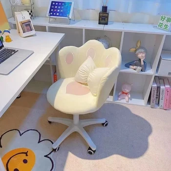 Белое компьютерное кресло для общежития, Домашний офис, Вращающееся на 360 ° кресло для макияжа, Минималистичная спинка, скандинавский рабочий стул, дизайнерская мебель Cadeira