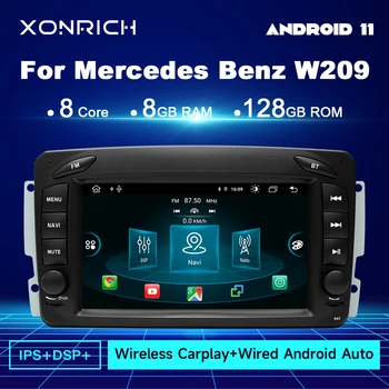 Беспроводной автомобильный мультимедийный плеер Carplay Android 12 для Mercedes/Benz/W209/W168/M/ML/W208/W463/Viano/W639/Vito/Vaneo 128 ГБ Радио