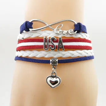 Браслет Love Country USA Heart Charm США браслеты для женщин и мужчин ювелирные изделия приятный подарок