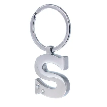 Брелок с подвеской в виде буквы S, металлический кристалл с зеркальным покрытием, брелок с буквенным алфавитом, простые украшения с буквами, автомобильный держатель для ключей