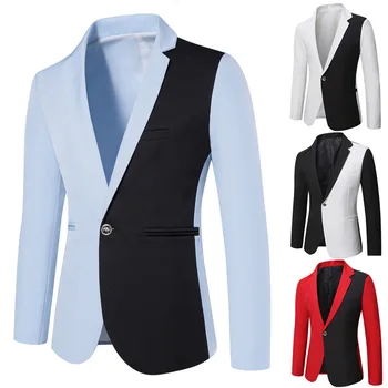 Весенне-осенний новый мужской индивидуальный повседневный костюм с цветными блоками, европейский и американский простой блейзер, мужская верхняя куртка