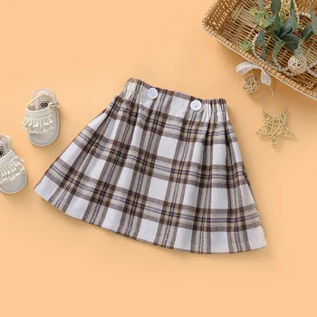 Весенне-осенняя одежда для девочек, бело-коричневые клетчатые юбки для девочек, детская одежда