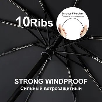 Ветроустойчивый Большой Автоматический зонт От дождя Женский Кожаный зонт с деревянной ручкой в деловом британском стиле Мужской подарочный 3-х кратный зонт