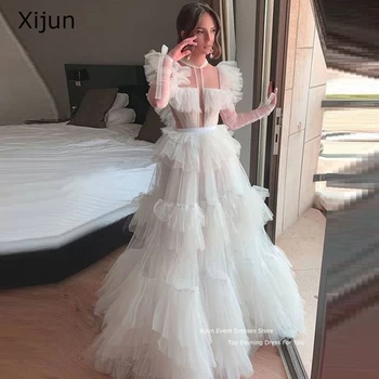 Вечерние платья принцессы линии Xijun, Белые свадебные платья для выпускного вечера, вечернее платье для выпускного вечера с оборками, свадебные платья для вечеринок 2023