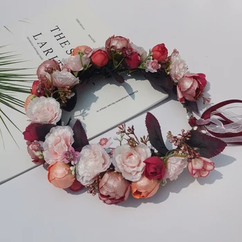 винтажная повязка на голову с цветами розы, свадебные аксессуары для волос, женский головной убор, головной убор для помолвки, свадебная прическа с цветочной короной