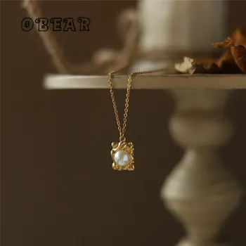 Винтажное ожерелье из литого жемчуга неправильной квадратной формы, женское ожерелье из нержавеющей стали, покрытое 18-каратным золотом, Модные Очаровательные свадебные украшения